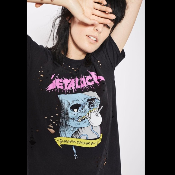 Topshop Tops - Metallica Nibbled Tee By And Finally